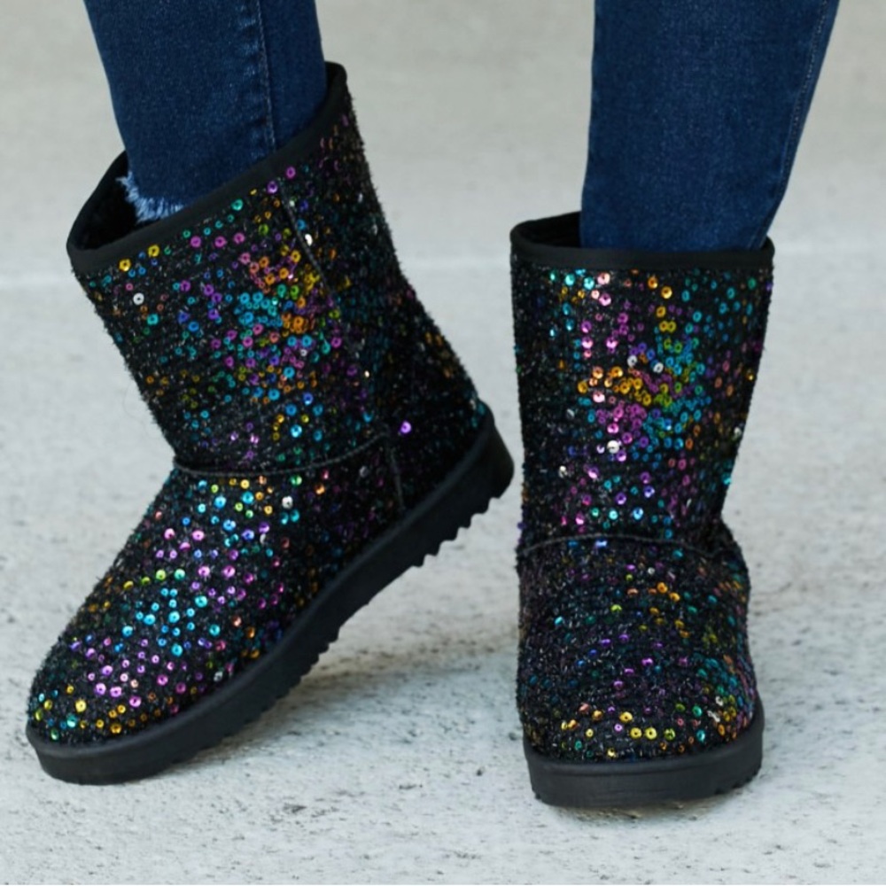 Multicolored Sequin Snow Boots